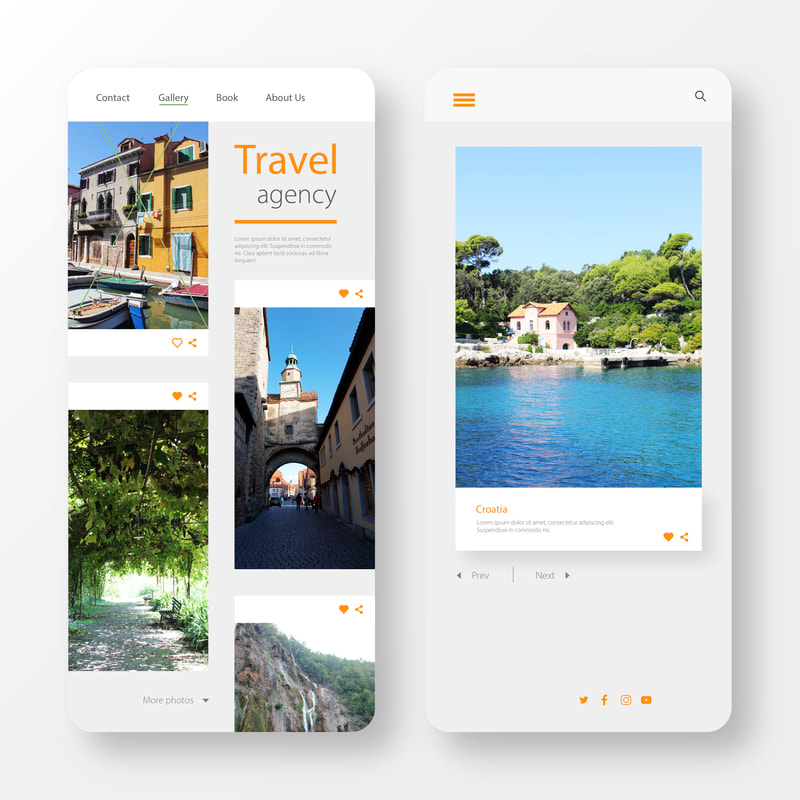 Website design of a travel agency in mobile view